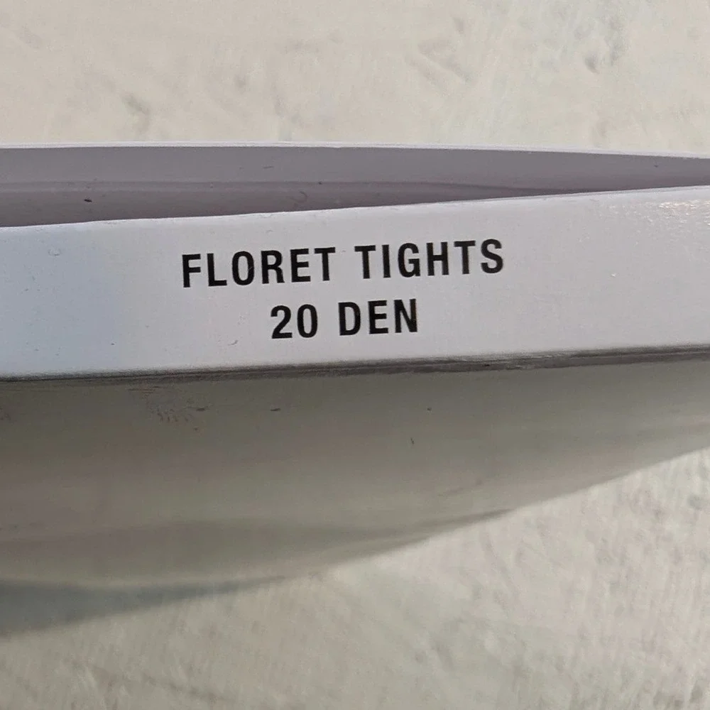 Wolford FloreT Tights Floral Pattern Sheer Opaque 20‎ Denier BLACK Size S